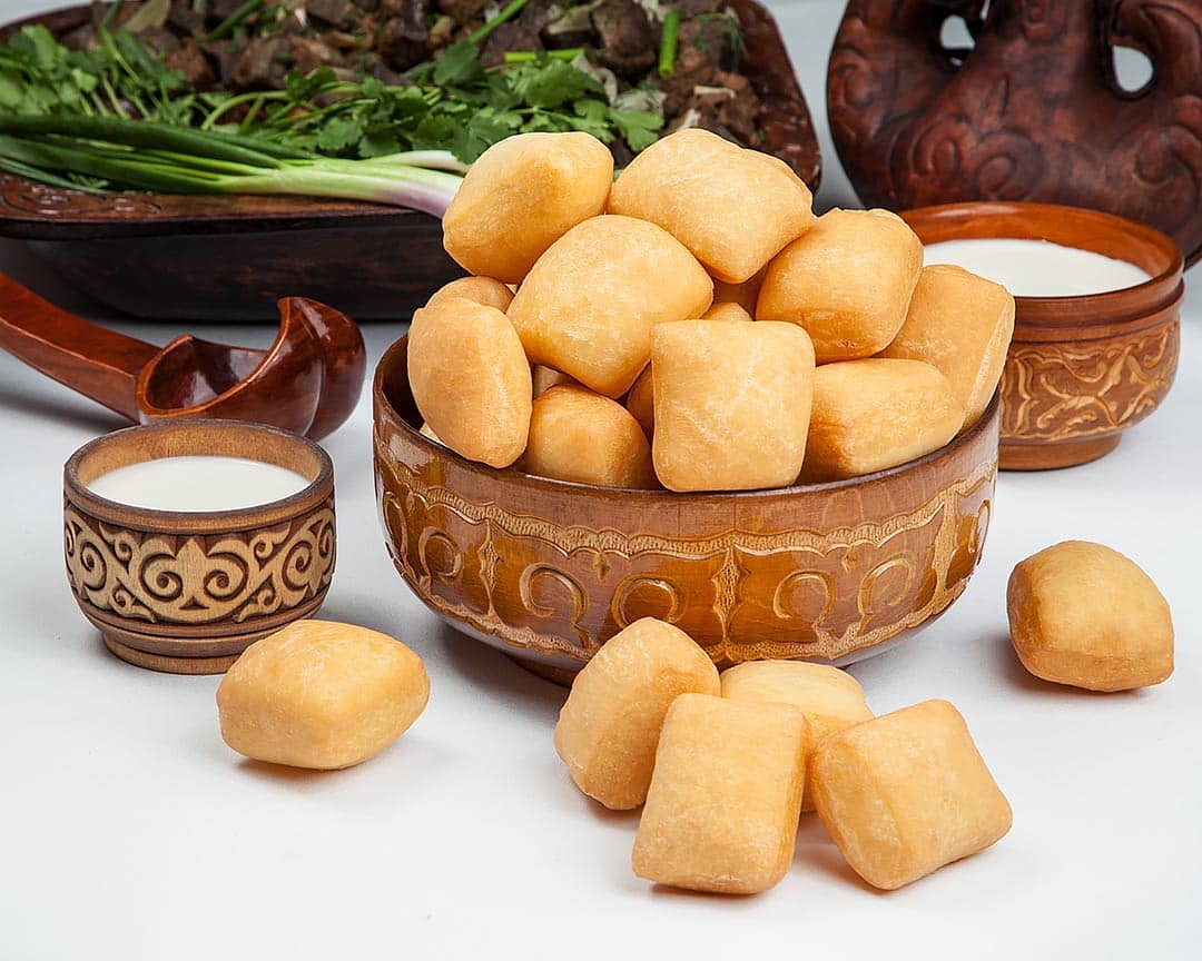 Baursak, a puffy fried bread